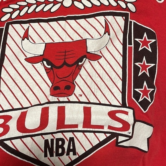 VTG Sportswear 90s Chicago Bulls Tee Single Stitch T-Shirt Med Red 80 Basketball - Picture 15 of 16
